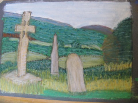 Kilbroney, cross, County Down, Northern Ireland, original art