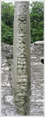 Ireland, County Louth, Monasterboice, Tall Cross, South side base