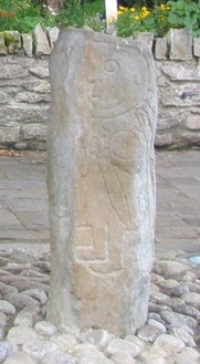 Carndonagh Cross, North Pillar, east side.  David as Warrior