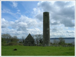 Inis Cealtra, County Clare, Ireland, Round Tower and Church of St. Caimin
