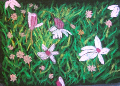 Wayside Flowers, Ireland, original art, pastel chalk