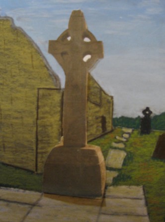 Clonmacnois, Co. Offaly, Ireland, South cross, west face, original art