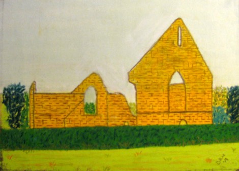 Chapel ruins, Roscommon Town, County Roscommon, Ireland, original art