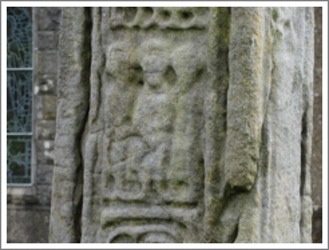 Boho High Cross, upper shaft, west face, Presentation of John the Baptist in the Temple, Co. Fermanagh, United Kingdom